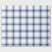 Blauw en Wit Nautisch Plaid Cadeaupapier (Vlak)