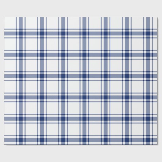 Blauw en Wit Nautisch Plaid Cadeaupapier (Vlak)