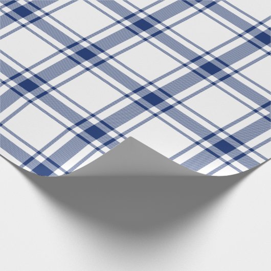 Blauw en Wit Nautisch Plaid Cadeaupapier (Hoek)