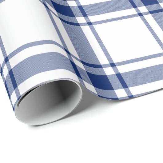 Blauw en Wit Nautisch Plaid Cadeaupapier (Rol Hoek)