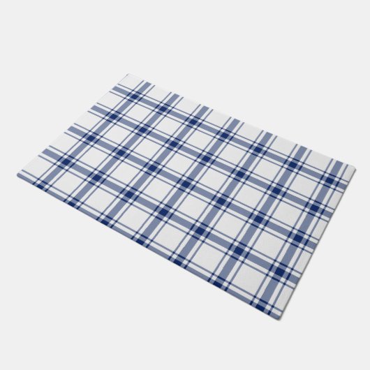 Blauw en Wit Nautisch Plaid Deurmat (Schuin)