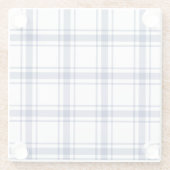 Blauw en Wit Nautisch Plaid Glazen Onderzetter (Achterkant)