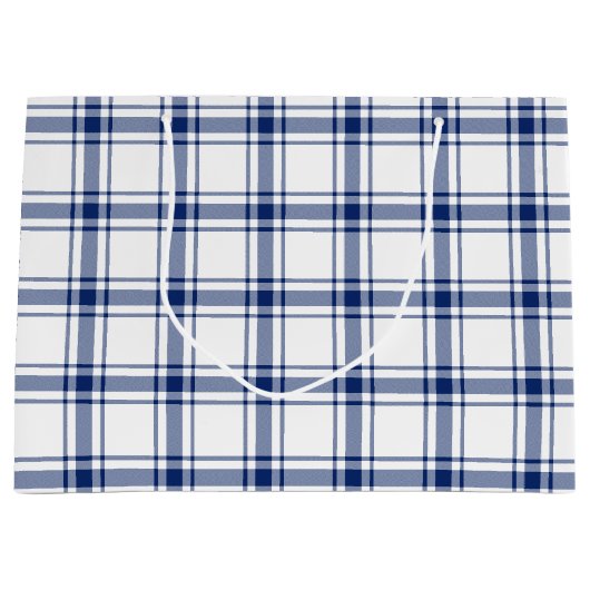 Blauw en Wit Nautisch Plaid Groot Cadeauzakje (Voorkant)