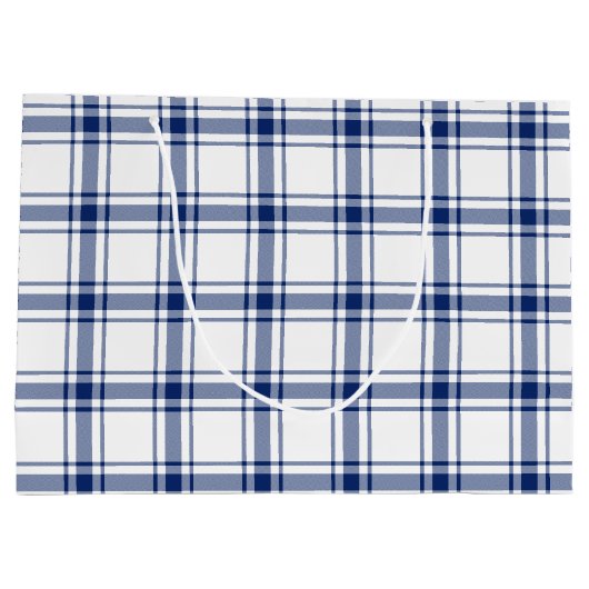 Blauw en Wit Nautisch Plaid Groot Cadeauzakje (Achterkant)