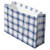 Blauw en Wit Nautisch Plaid Groot Cadeauzakje (Voorkant Gekanteld)