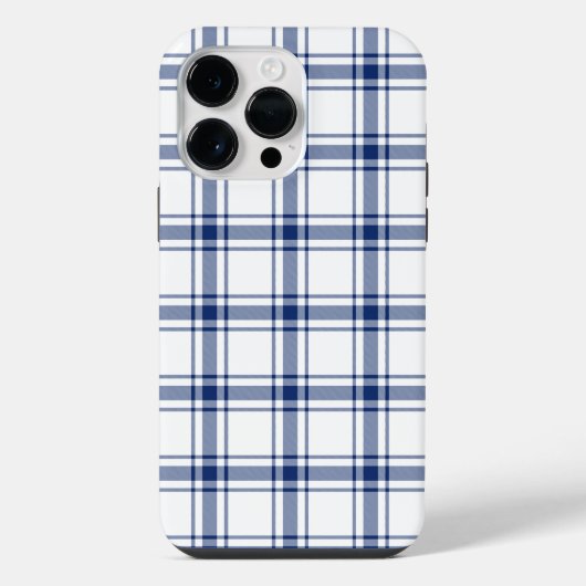 Blauw en Wit Nautisch Plaid iPhone Hoesje (Achterkant)
