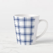 Blauw en Wit Nautisch Plaid Latte Mok (Rechts)