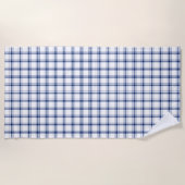 Blauw en Wit Nautisch Plaid Strandlaken (Voorkant)
