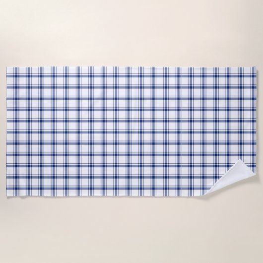 Blauw en Wit Nautisch Plaid Strandlaken (Voorkant)