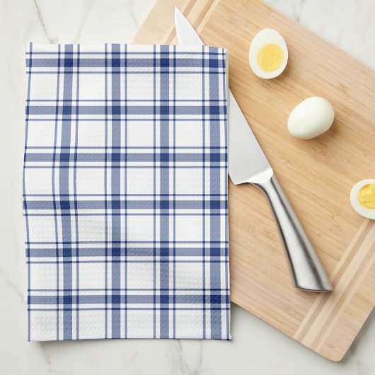 Blauw en Wit Nautisch Plaid Theedoek (Quarter Fold)