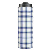 Blauw en Wit Nautisch Plaid Thermosbeker (Voorkant)