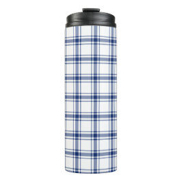 Blauw en Wit Nautisch Plaid Thermosbeker