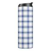 Blauw en Wit Nautisch Plaid Thermosbeker (Gedraaid links)
