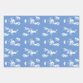 Blauw en wit nautische wikkelbladen inpakpapier vel (Voorkant 2)