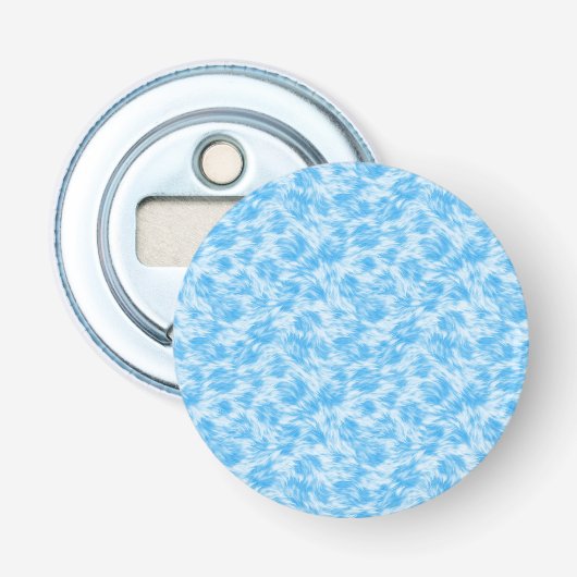 Blauw en wit nep bont effect button flesopener (Voorkant)
