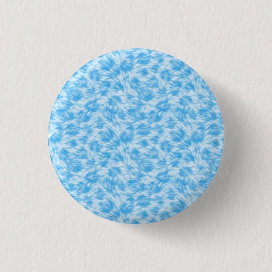 Blauw en wit nepbont effect ronde button 3,2 cm (Voorkant)