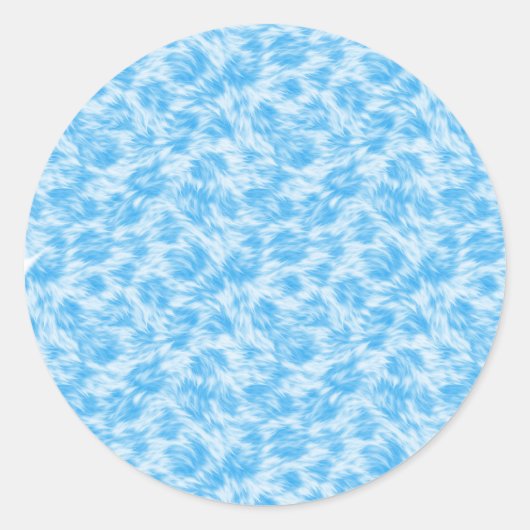 Blauw en wit nepbont effect ronde sticker (Voorkant)