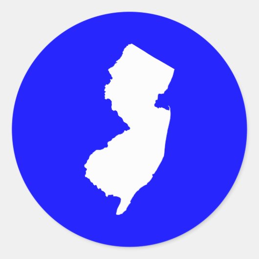 Blauw en wit New Jersey Ronde Sticker (Voorkant)