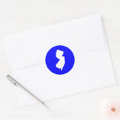 Blauw en wit New Jersey Ronde Sticker (Envelop)