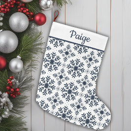 Blauw en Wit Nordic Snowflake Patroon Custom Grote Kerstsok