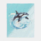 Blauw en Wit Oceaanstrand Nautisch Fleece Deken (Voorkant)