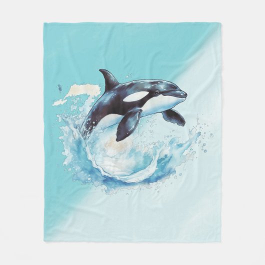 Blauw en Wit Oceaanstrand Nautisch Fleece Deken (Voorkant)