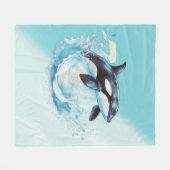 Blauw en Wit Oceaanstrand Nautisch Fleece Deken (Voorkant (Horizontaal))