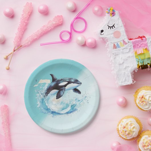 Blauw en Wit Oceaanstrand Nautisch Papieren Bordje (Feest)