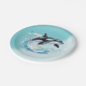 Blauw en Wit Oceaanstrand Nautisch Papieren Bordje (Gekanteld)