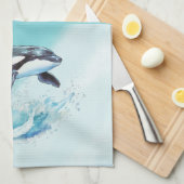 Blauw en Wit Oceaanstrand Nautisch Theedoek (Quarter Fold)