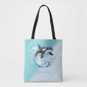 Blauw en Wit Oceaanstrand Nautisch Tote Bag (Voorkant)