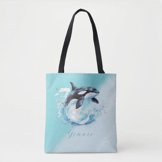 Blauw en Wit Oceaanstrand Nautisch Tote Bag (Voorkant)