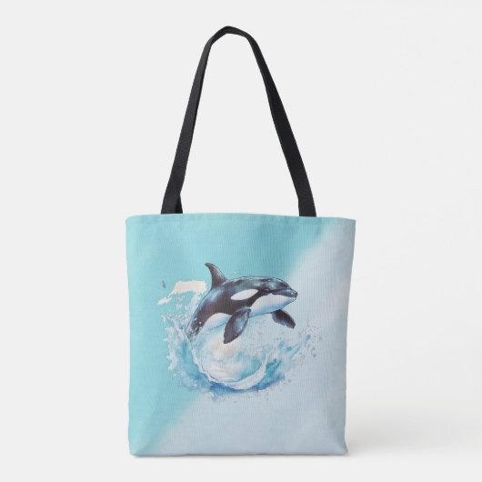 Blauw en Wit Oceaanstrand Nautisch Tote Bag (Achterkant)