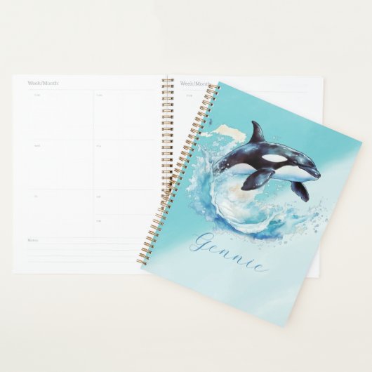 Blauw en Wit Ocra Oceaanstrand Nautical Planner (Display)