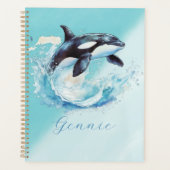 Blauw en Wit Ocra Oceaanstrand Nautical Planner (Voorkant)
