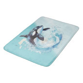 Blauw en Wit Ocra Oceaanstrand Nautilus Badmat (Gekanteld)