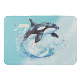 Blauw en Wit Ocra Oceaanstrand Nautilus Badmat
