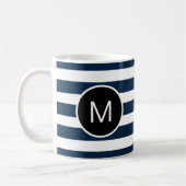 Blauw en wit (of Aangepaste kleuren) gestreept mon Koffiemok (Links)