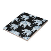 Blauw en wit olifant patroon tegeltje (Zijkant)