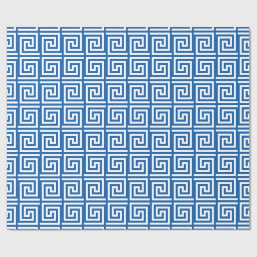 Blauw en wit omslagpapier Grieks Zeer belangrijk o Cadeaupapier (Vlak)