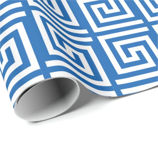 Blauw en wit omslagpapier Grieks Zeer belangrijk o Cadeaupapier (Rol Hoek)