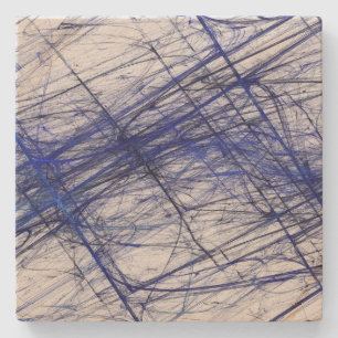 Blauw en wit Onderzetter van de Grunge Fractal Squ