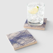 Blauw en wit Onderzetter van de Grunge Fractal Squ (Zijkant)