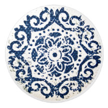 Blauw en Wit Ontwerp Ceramische Knob
