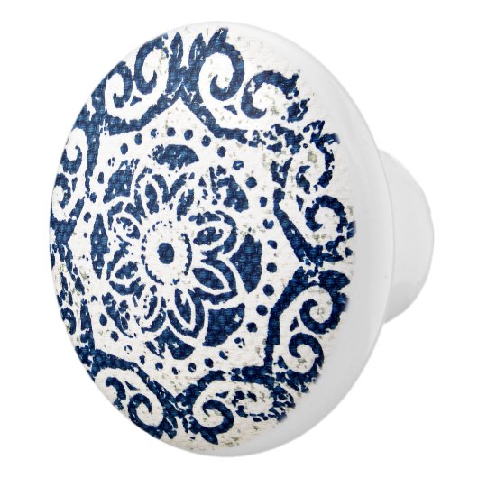 Blauw en Wit Ontwerp Ceramische Knob Keramische Knop (Rechts)