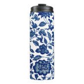 Blauw en wit  ontwerp thermosbeker (Voorkant)