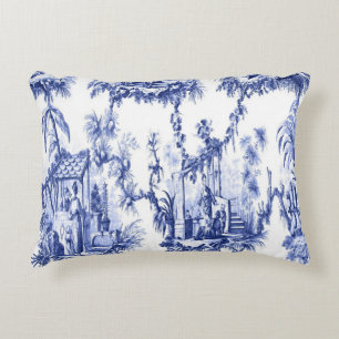 Blauw en Wit Oosters Chinoiserie Accent Kussen