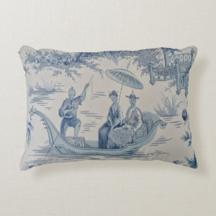Blauw en Wit Oosters Chinoiserie Accent Kussen
