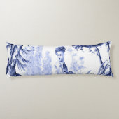 Blauw en Wit Oosters Chinoiserie Lichaamskussen (Achterkant)