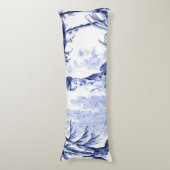 Blauw en Wit Oosters Chinoiserie Lichaamskussen (Voorkant Verticaal)